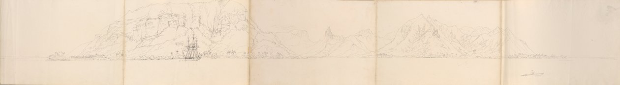 "Panorama över Eimeo [Moorea], Sällskapsöarna av Admiral Sir Edward Gennys Fanshawe