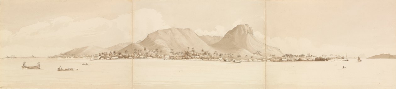 "Panorama över Raiatea, 1 september 1849. Tahaa till höger [Samhällsöarna]