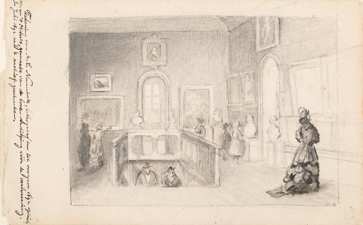 Besökare i Trapzaal i Mauritshuis av Adolf Carel Nunnink