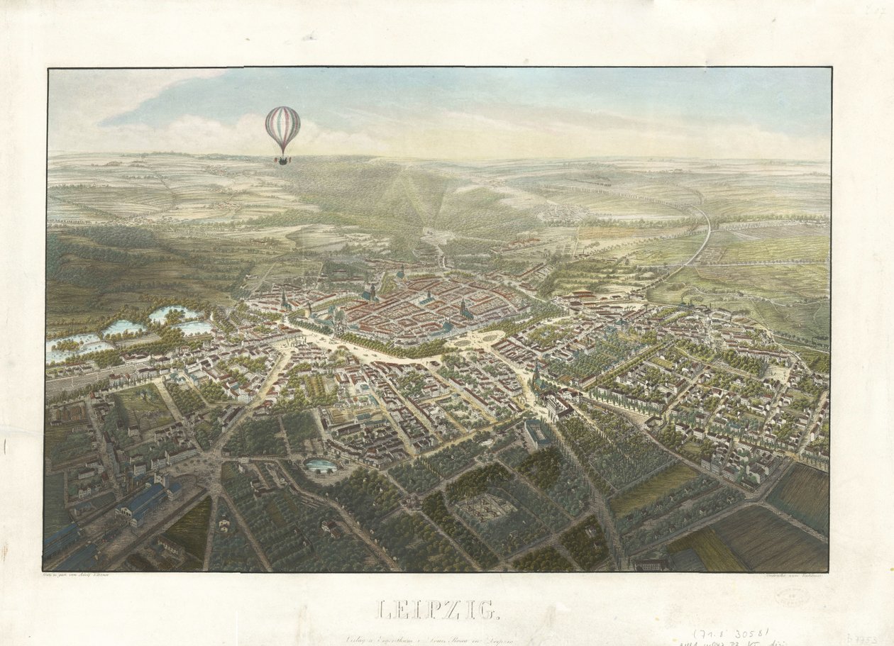 Leipzigs fågelkarta 1850. av Adolf Eltzner