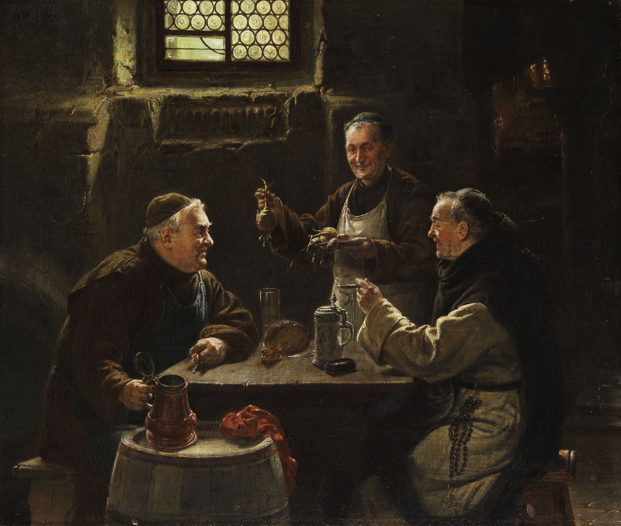 Tre munkar på vespers måltid av Adolf Humborg