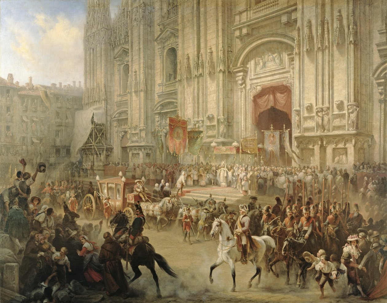Ceremoniell mottagning av fältmarskalk Alexander Suvorov i Milano i april 1799, ca 1850 av Adolf Jossifowitsch Charlemagne