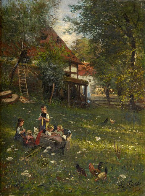 Spielende Kinder in der Schwalm av Adolf Lins