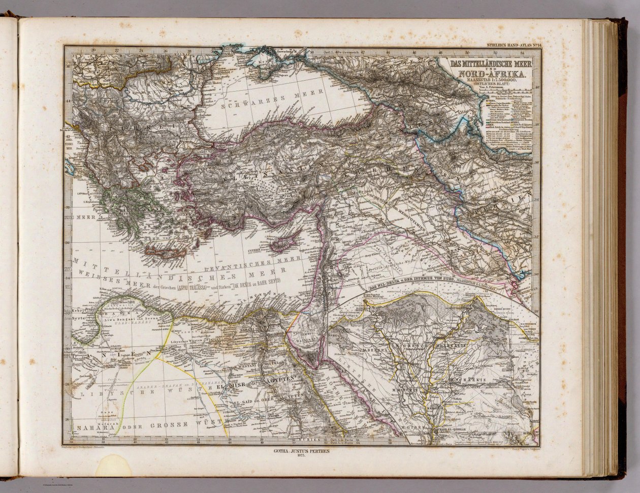 Das Mittellandische Meer Und Nord-Afrika. Maassstab 1 av Adolf Stieler