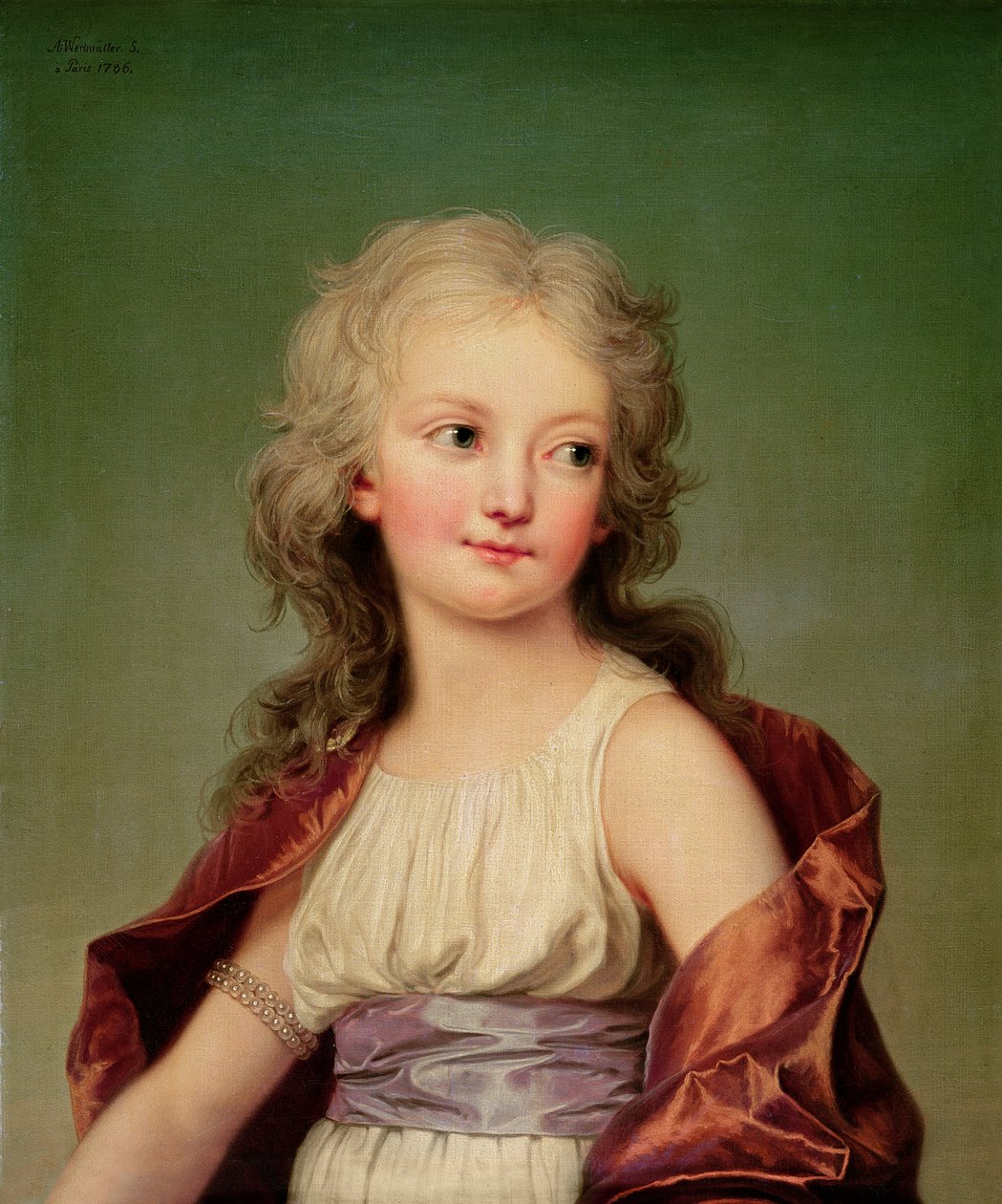 Porträtt av Marie-Therese Charlotte av Frankrike (1778-1851) hertiginna av Angouleme, 1786 av Adolf Ulrich Wertmuller