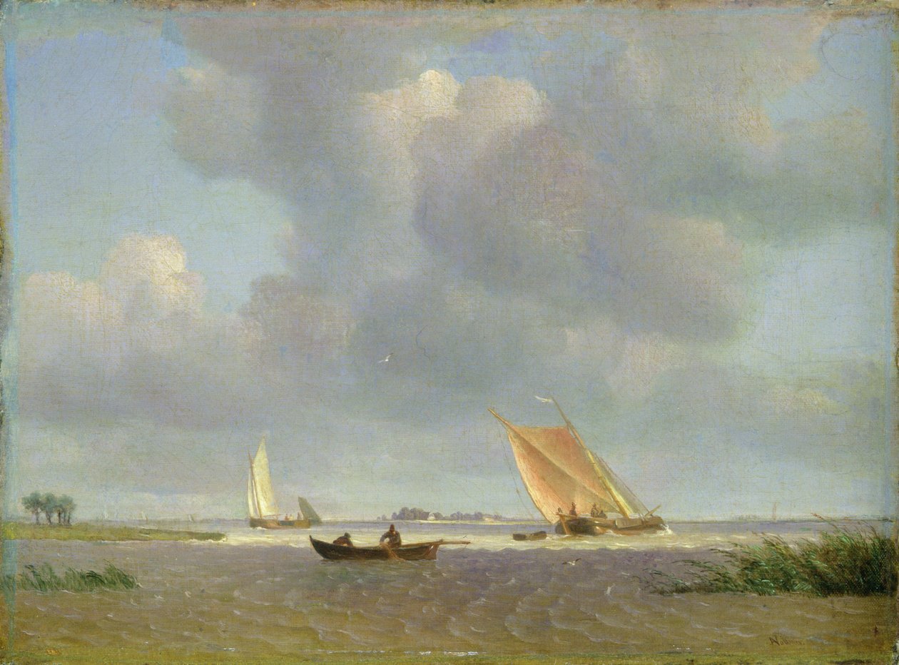 En frisk bris på Elbe, ca 1830 av Adolf Vollmer