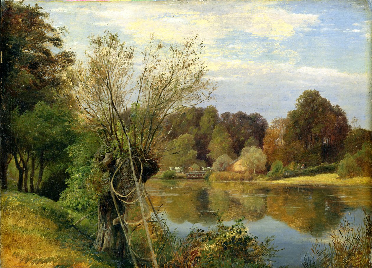 I nærheden af Aumuhle, ca. 1830 (olie på papir monteret på kort) swed av Adolf Vollmer
