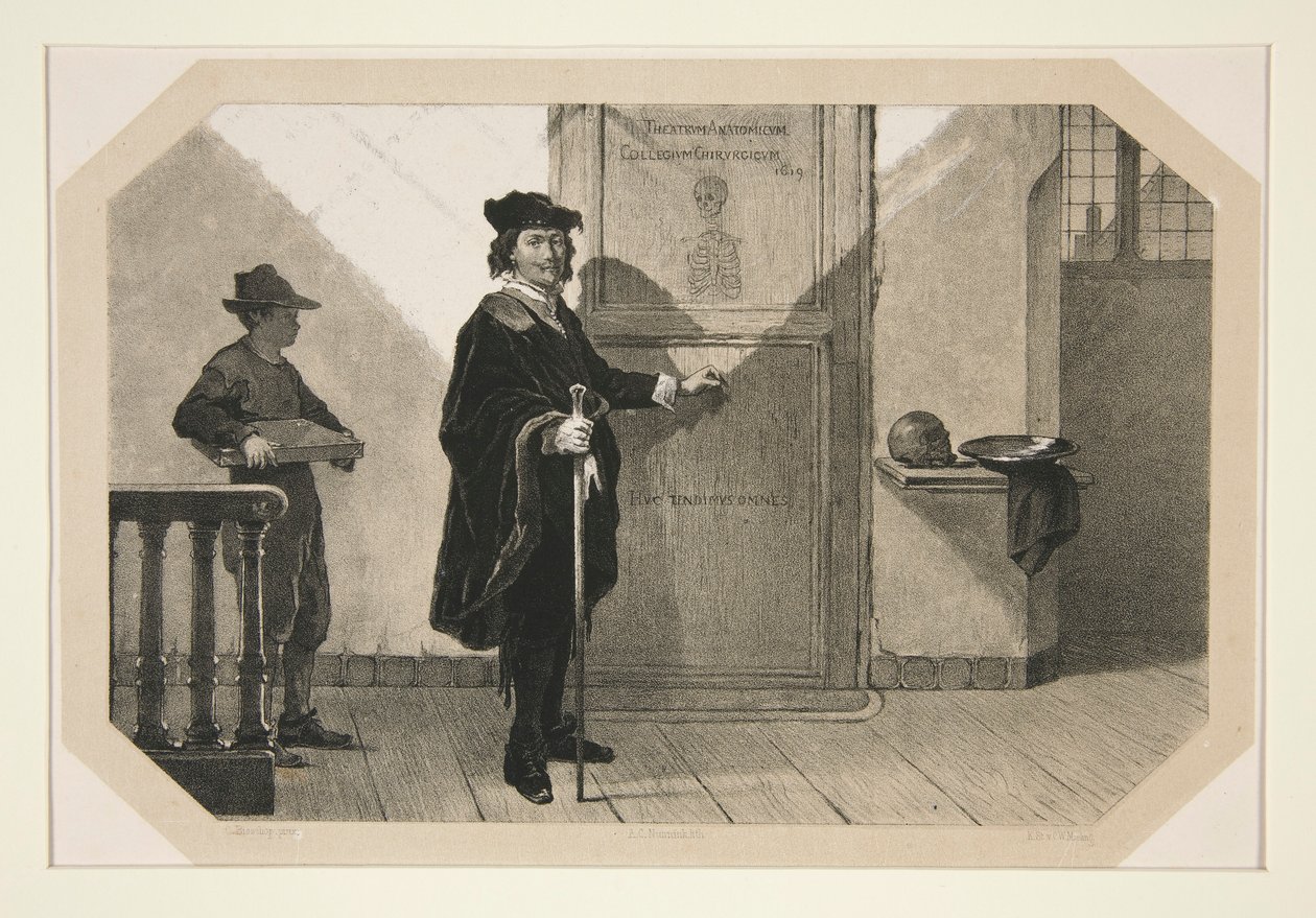 Rembrandt på väg till Dr Tulps anatomiska lektion av Adolf Carel Nunnink