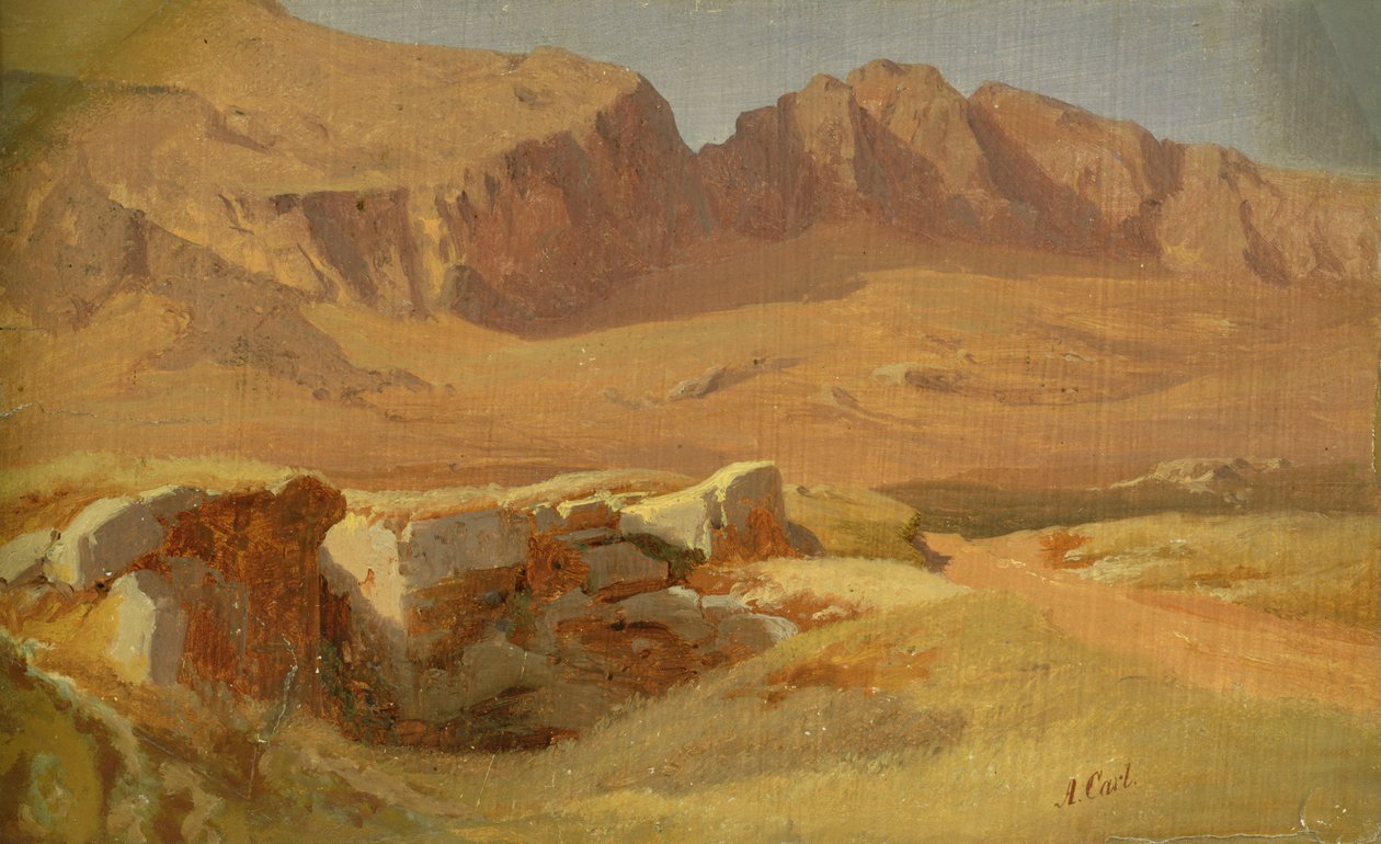 I Sabinbergen (olja på papper monterad på kort) av Adolf Carl