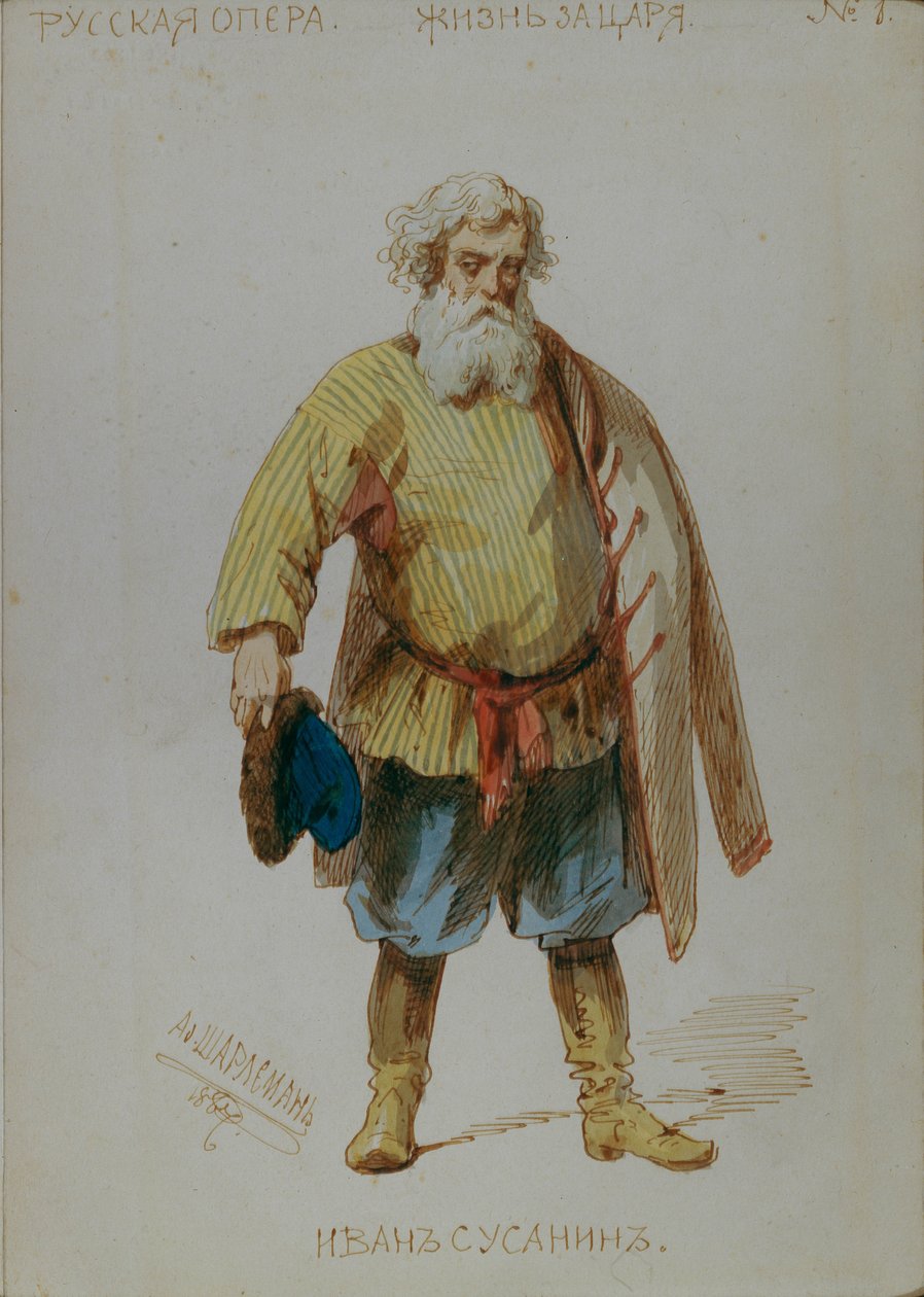 Kostymdesign för operan A Life for the Tsar av M. Glinka, 1887 av Adolf Charlemagne