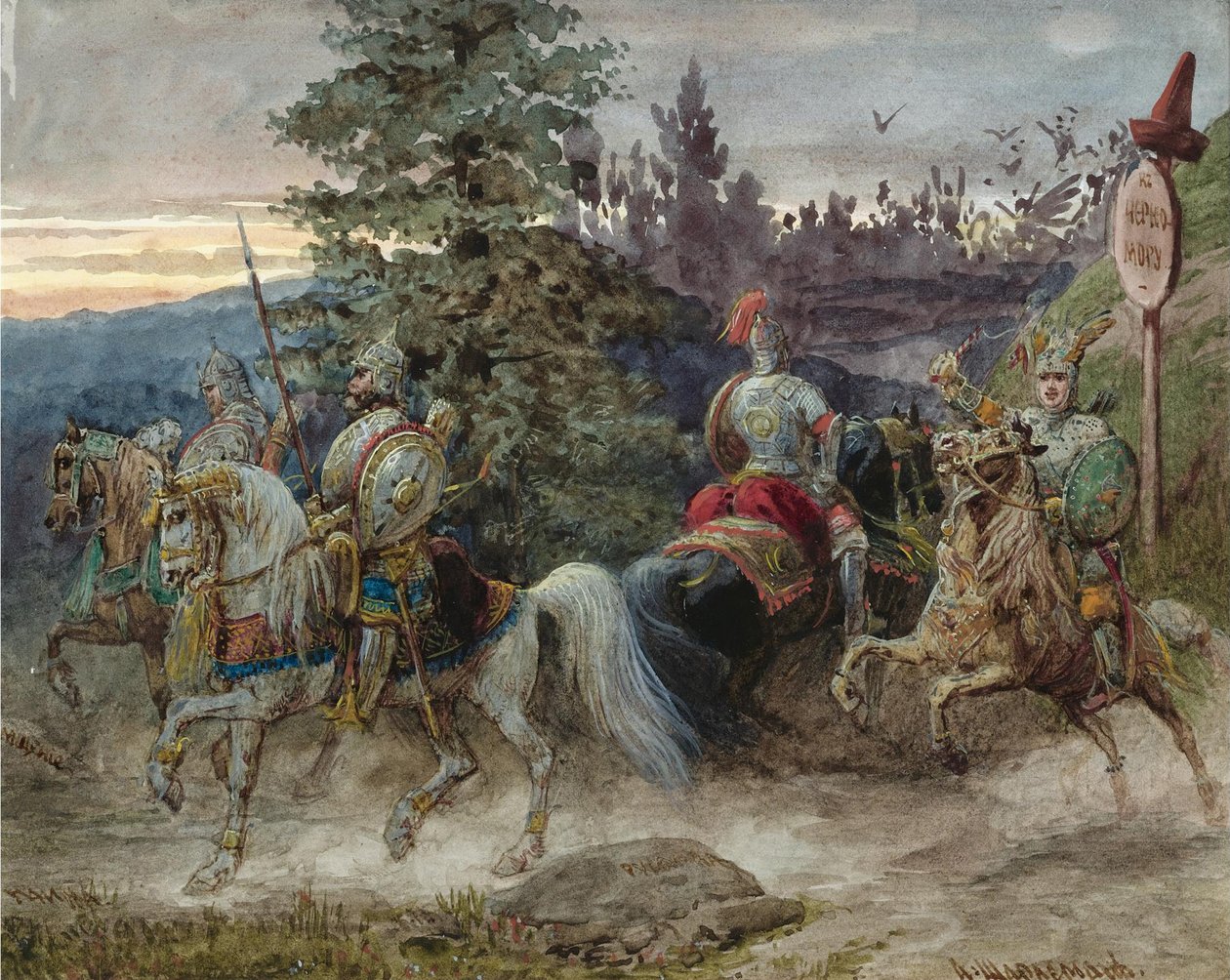 Vägen till Chernomor. Illustration till dikten Ruslan och Lyudmila av A. Pushkin av Adolf Charlemagne