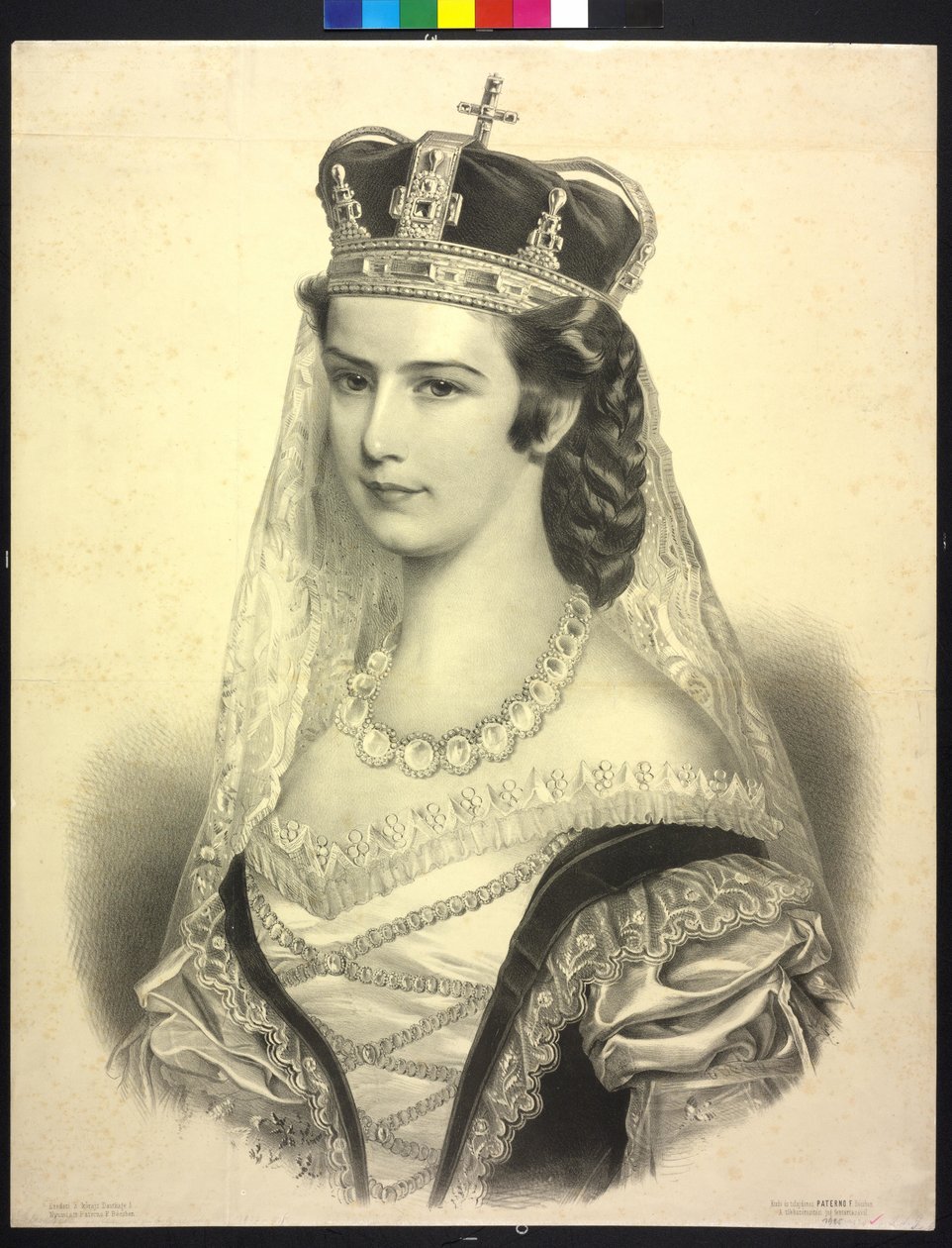Kejsarinnan av Österrike Elisabeth (litografi) av Adolf Dauthage