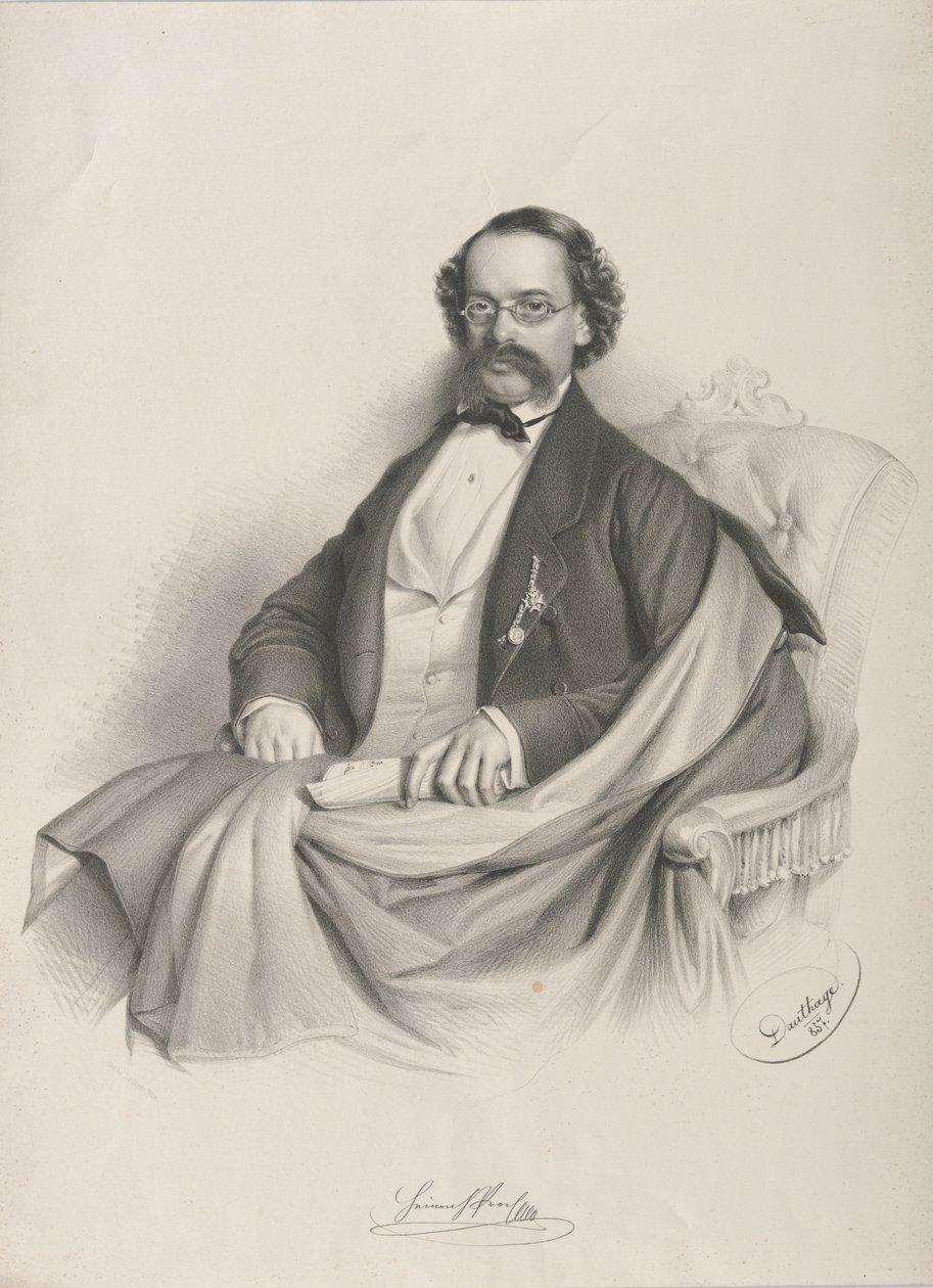 Porträtt av violinisten och kompositören Heinrich Proch 1809-1878, 1857. av Adolf Dauthage