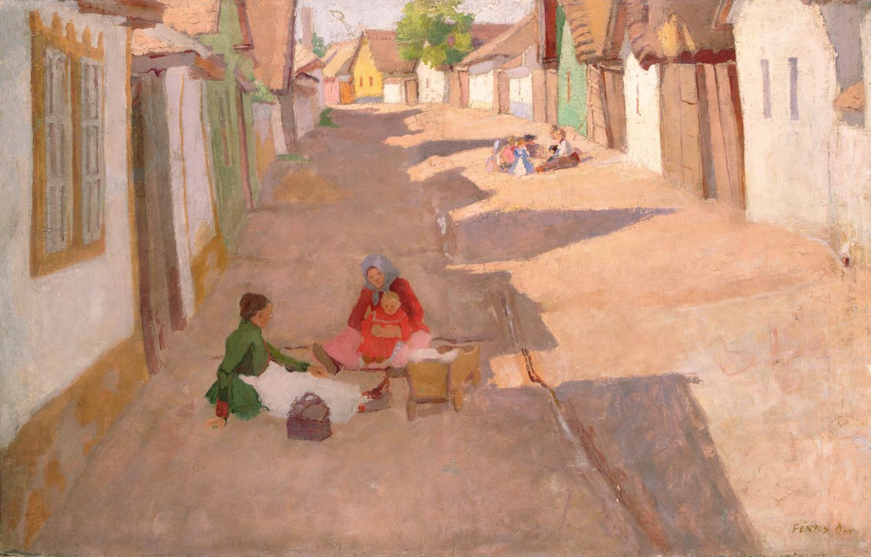 Village Street i Ungern av Adolf Fenyes