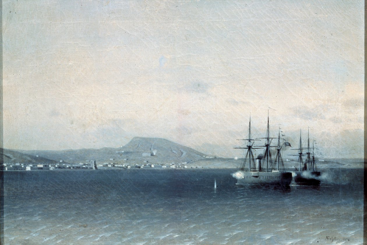 Den turkiska flottan bombade staden Feodosiya 1878