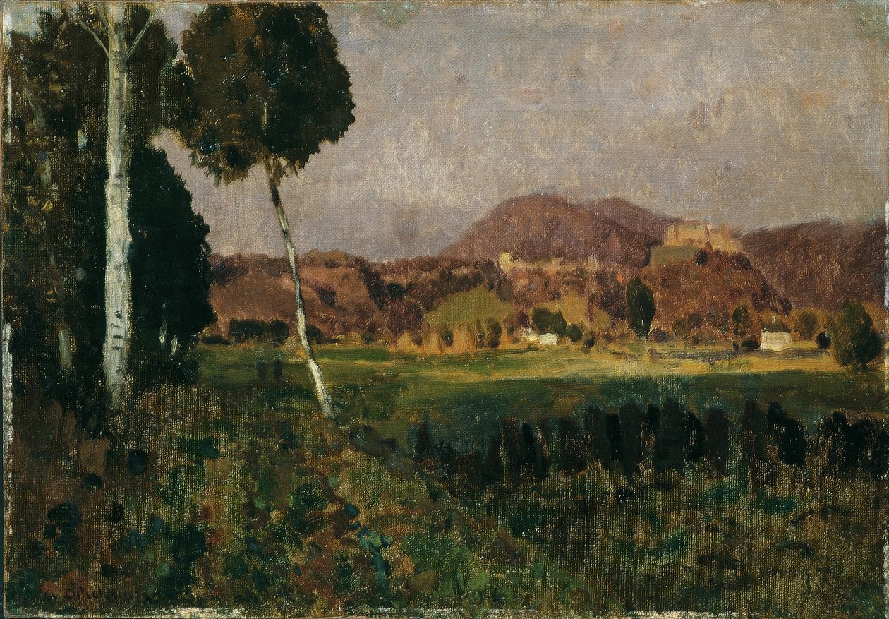 Hohensalzburg slott med Gaisberg av Adolf Gustav Ditscheiner