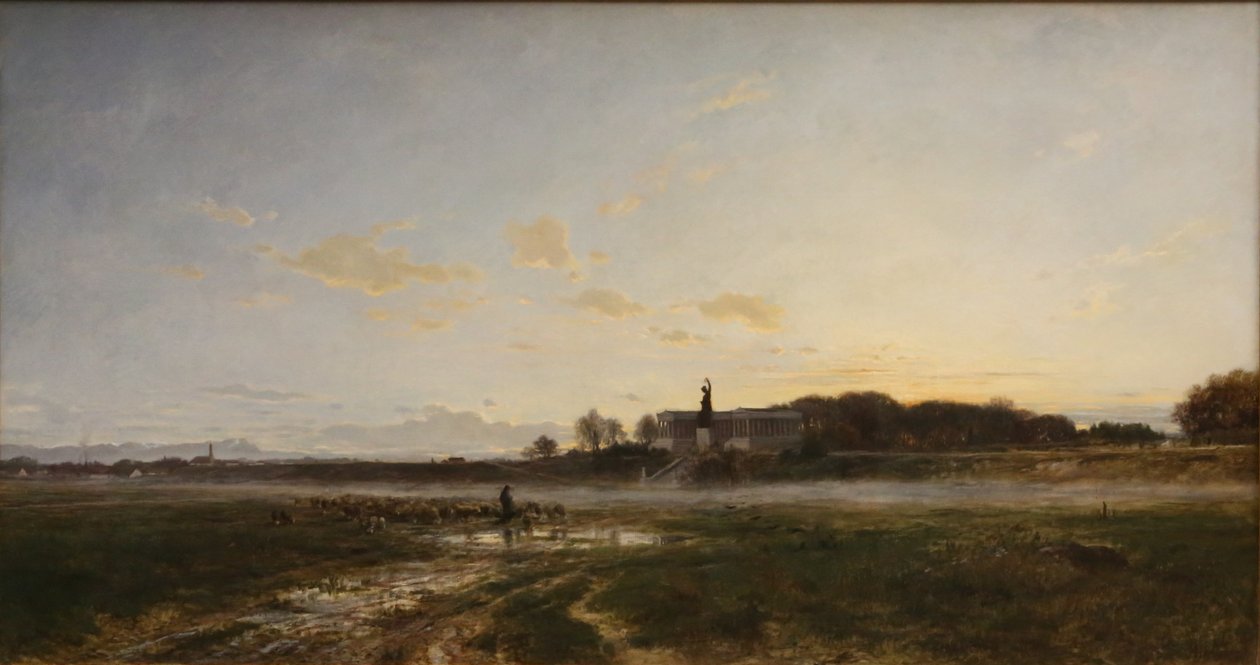 Theresienwiese med Bavaria i kvällsljus av Adolf Heinrich Lier