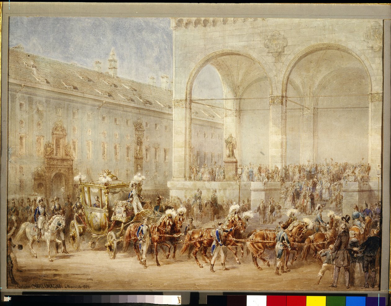 Avgångsceremoni för kejsar Nicholas I (Nicolai Pavlovich Romanov av Adolf Jossifowitsch Charlemagne