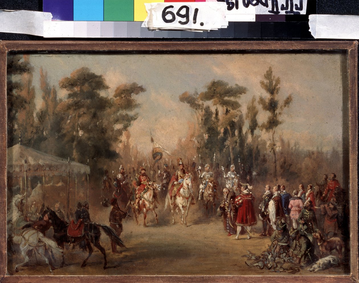 Tsarens jakt på 1500-talet. Verk av Adolf Karl den Store (1826-1901). Olja på kartong av Adolf Jossifowitsch Charlemagne