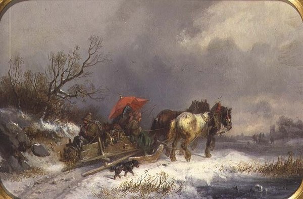 En släde på vintern av Adolf Schmidt