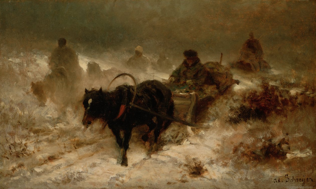 Återvändande hem, 1800-talet av Adolf Schreyer