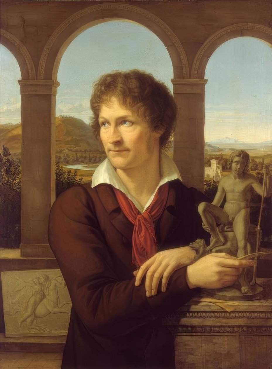 Porträtt av skulptören Bertel Thorvaldsen av Adolf Senff