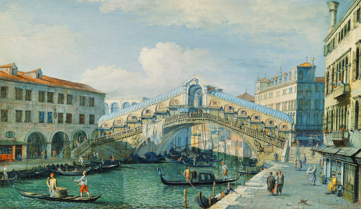 Rialtobron vid Canal Grande, Venedig av Adolf Sukkert