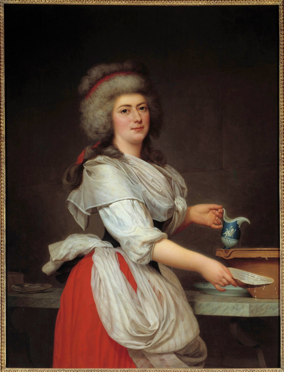 Porträtt av Madame Aughie, piga av Frankrikes drottning Marie Antoinette Målning av Adolf Ulrich Wertmuller (1751 - 1811) Stockholms Nationalmuseum 1700-talet av Adolf Ulrich Wertmuller