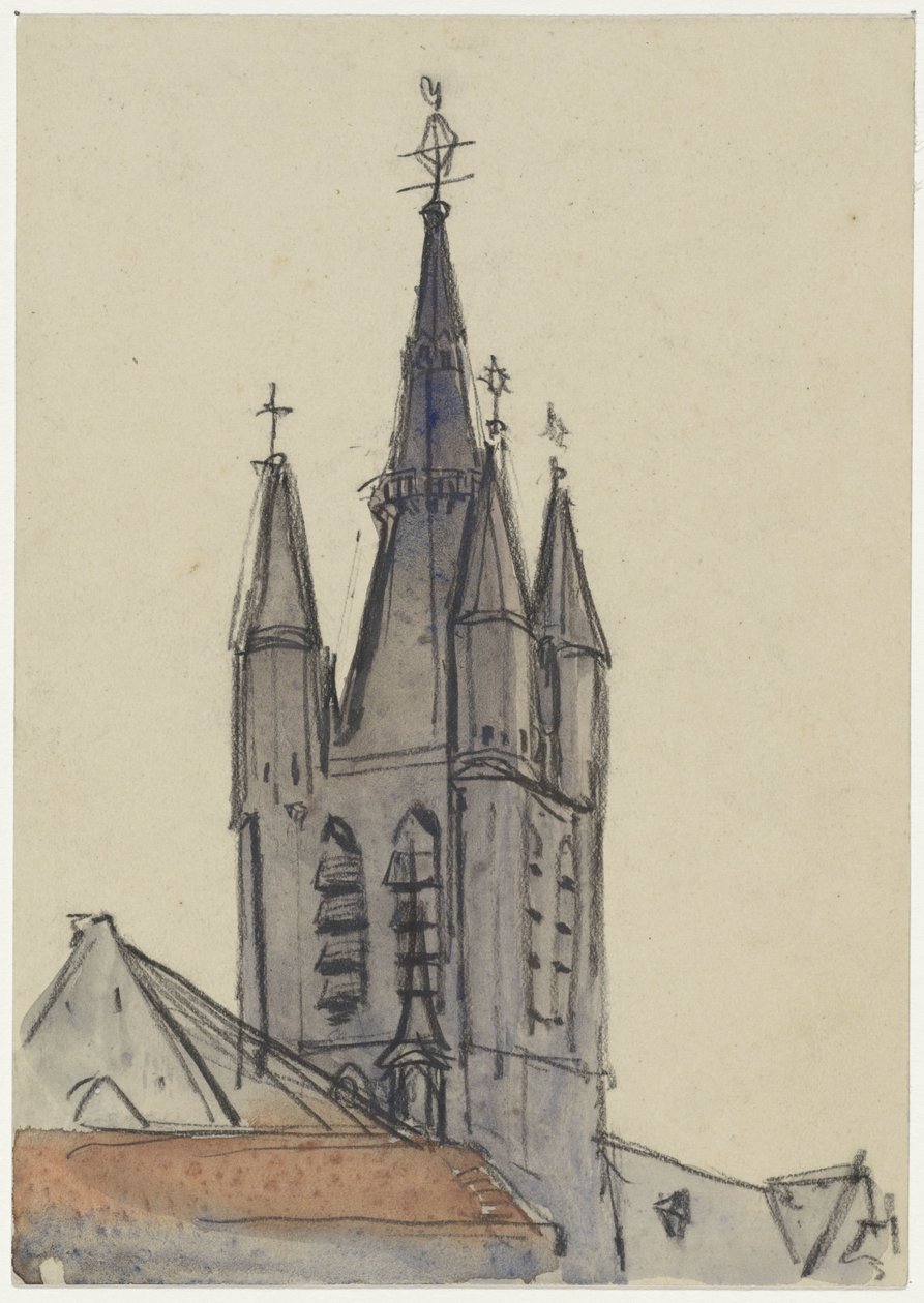 Tornet i den gamla kyrkan i Delft av Adolf le Comte