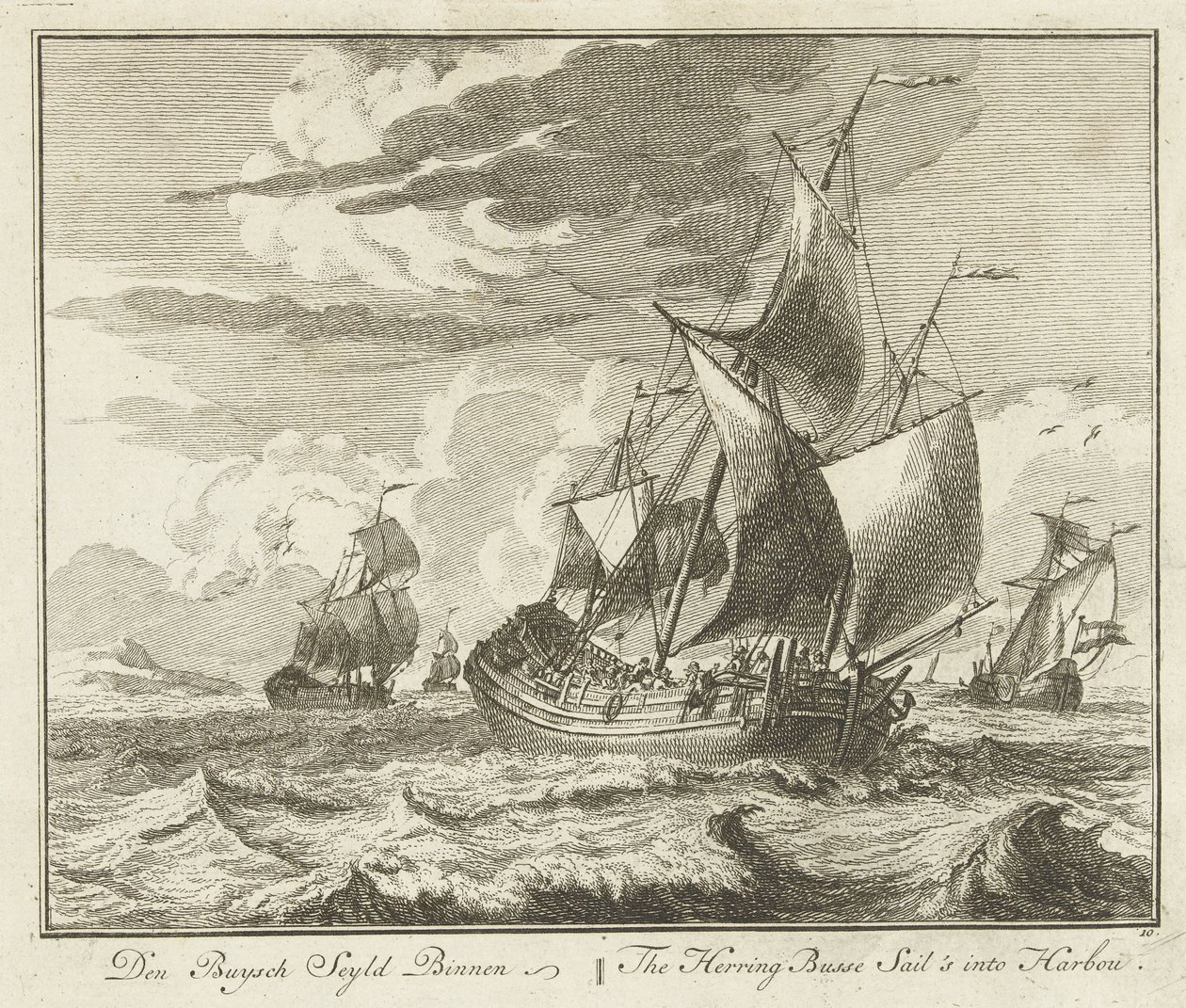 Sillröret seglar hem, ca 1725 Den Buysch Seyld Binnen / The Herring Busse Sail