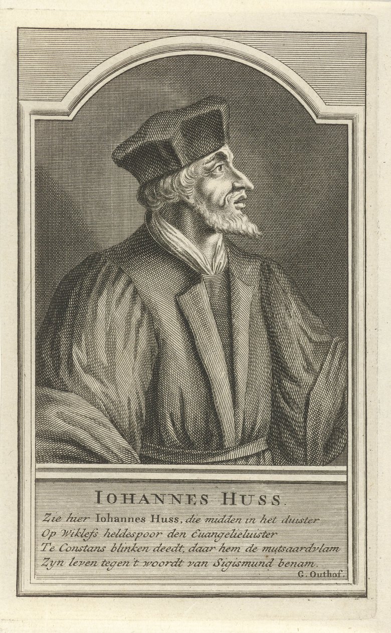 Porträtt av John Hus, ca. 1710 av Adolf van der Laan