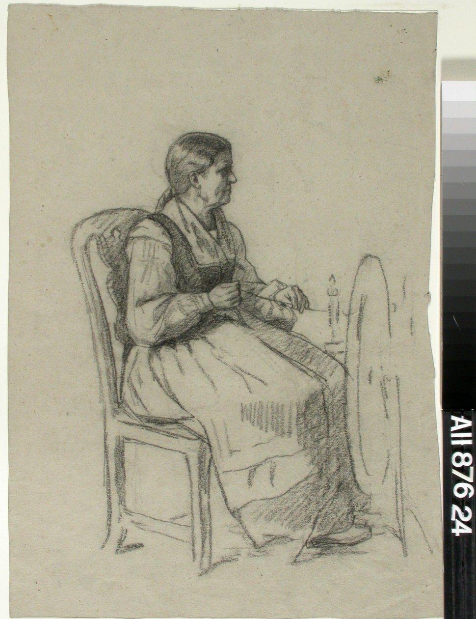 Snurrande kvinna av Adolf von Becker