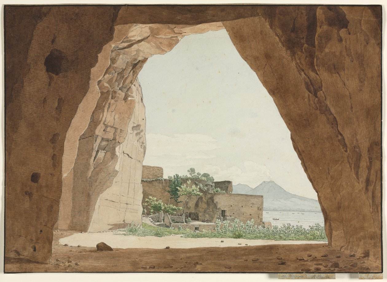 Vesuvius och Neapelbukten från en grotta av Adolf von Heydeck