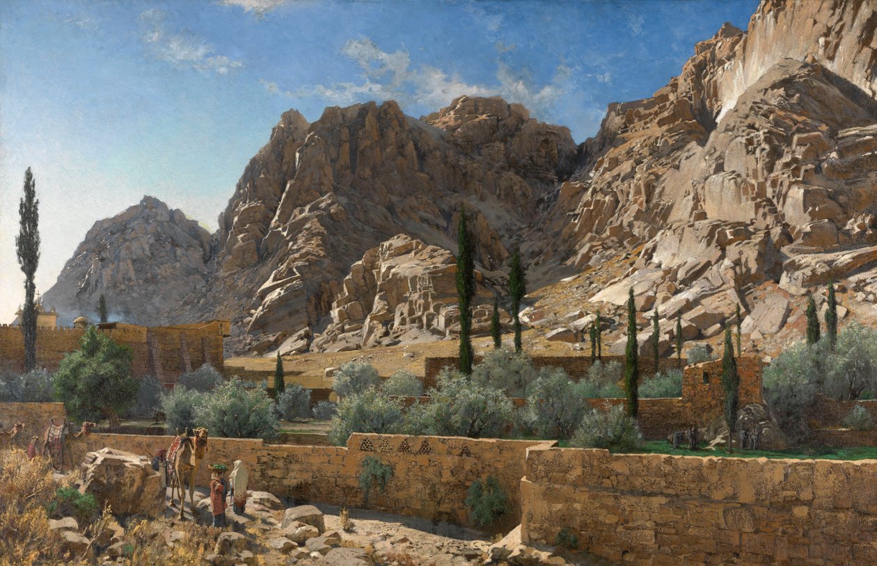St. Catherines kloster på berget Sinai (olja på duk) av Adolf von Meckel