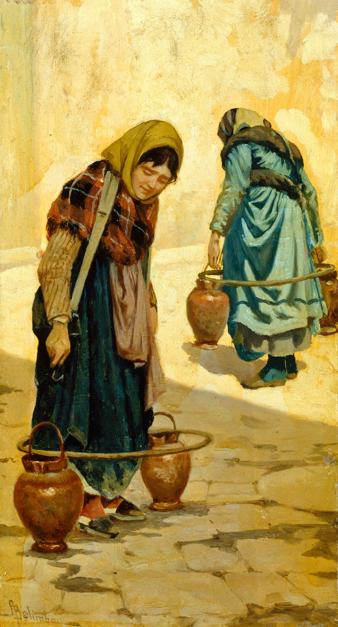 Vattenbärare av Adolfo Belimbau (1845-1938), olja på panel, 33x18 cm, ca 1881 av Adolfo Belimbau