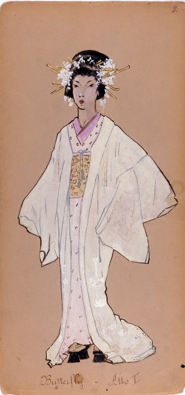 Kostym av karaktären Cii cio san för operan "Madame Butterfly" av Giacomo Puccini av Adolfo Hohenstein
