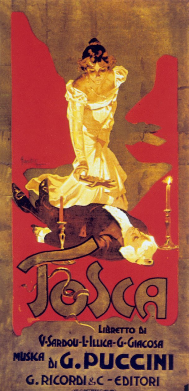 Omslag av Adolf Hohenstein till partitur av operan Tosca av Giacomo Puccini av Adolfo Hohenstein