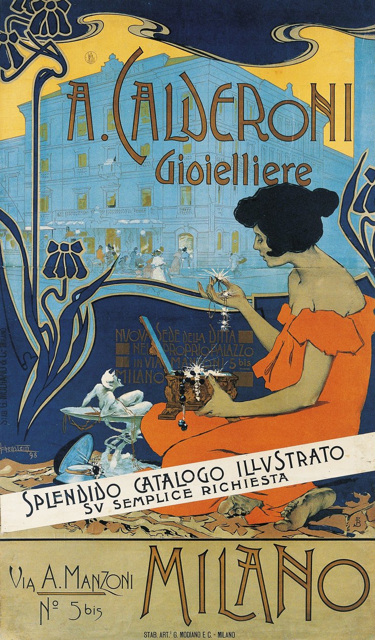 Juvelerare A. Calderoni A. Calderoni Juvelerare, Milano, 1898 av Adolfo Hohenstein