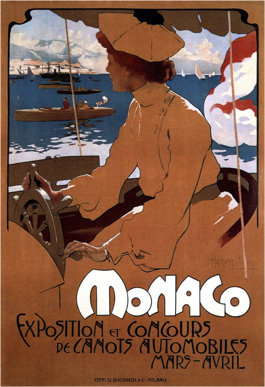 Monaco: Motorbåtsutställning, 1900 av Adolfo Hohenstein