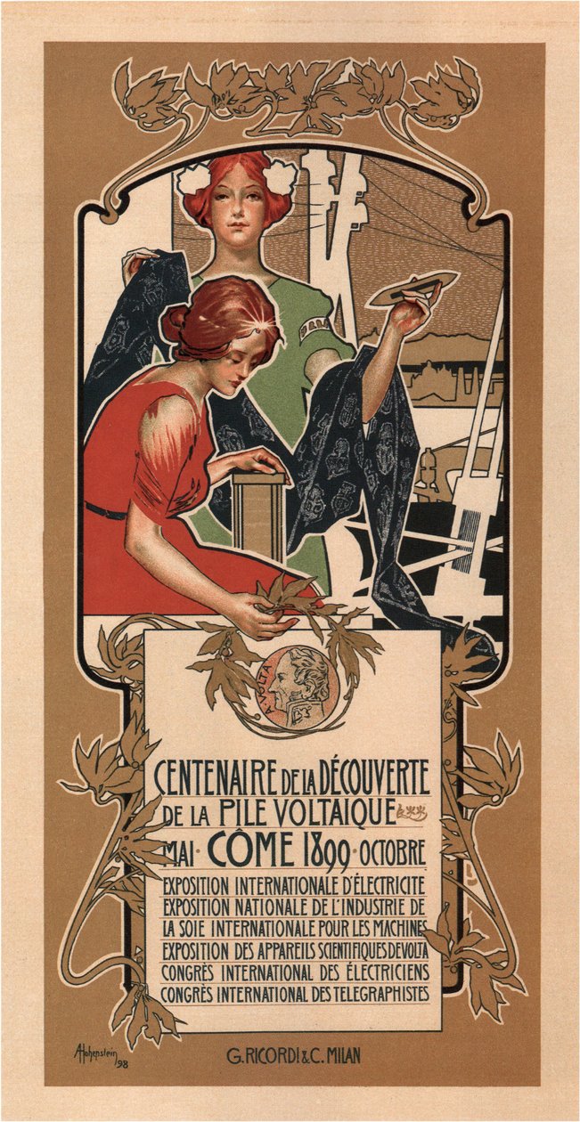 100-årsdagen av Voltas upptäckt av det elektriska batteriet, 1898 av Adolfo Hohenstein