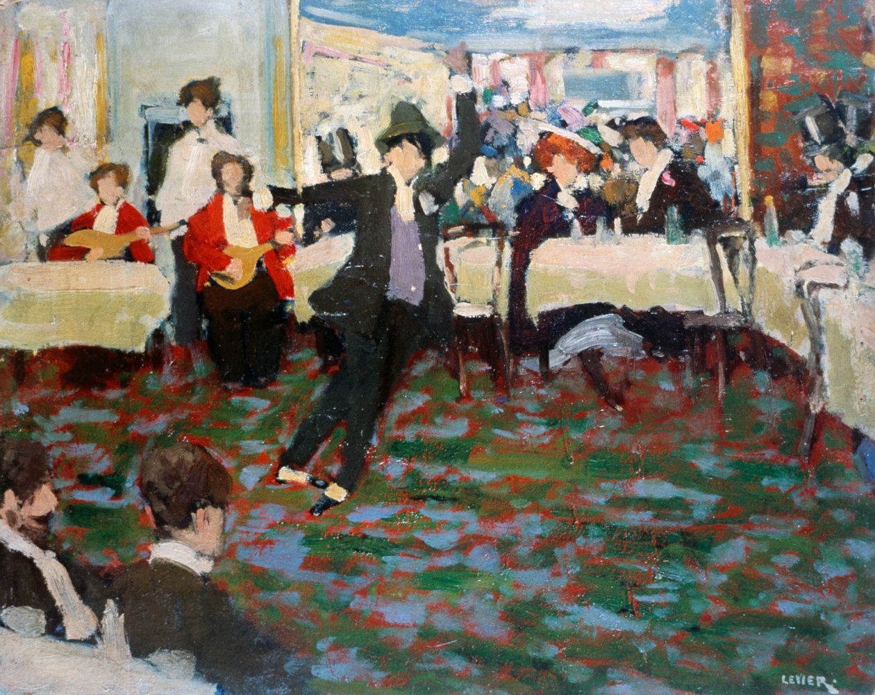 Maurice Chevalier, av Adolfo Levier (1873-1953), olja på papp, 49x60 cm. Italien, 1900-talet. av Adolfo Levier