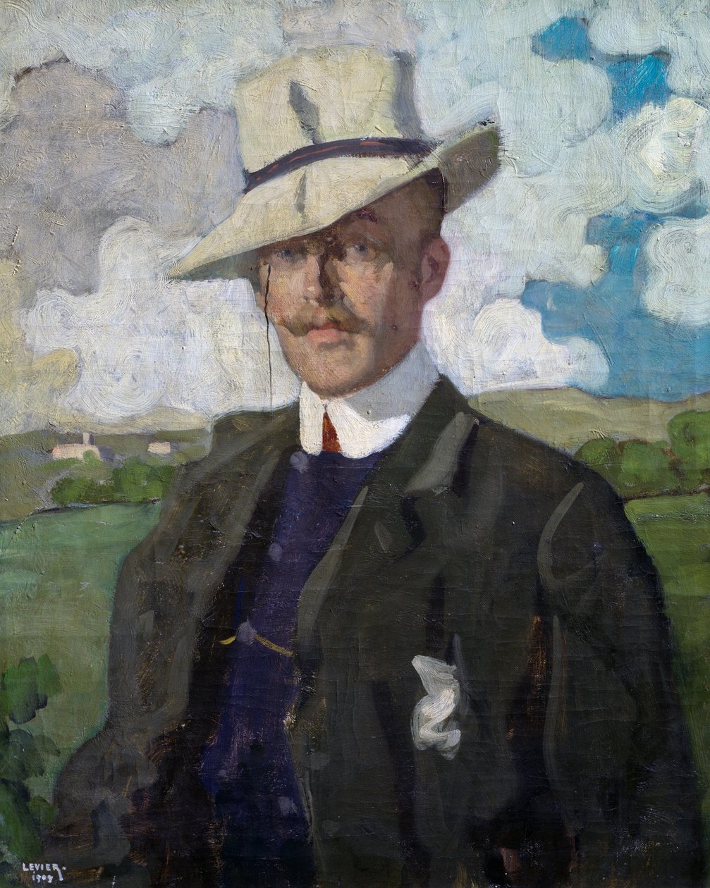 Porträtt av den franske kompositören Emile Desportes av Adolfo Levier
