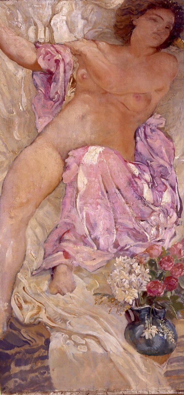 Naken med blommor, 1910. av Adolfo de Carolis