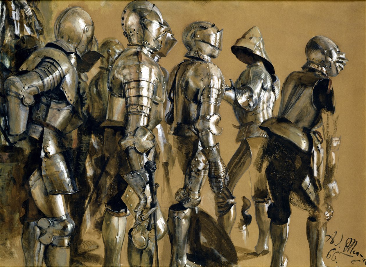 Rustning, 1866 (gouache på papper monterat på kartong) av Adolph Menzel