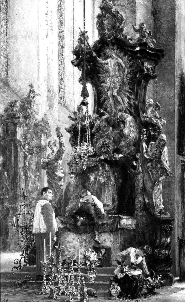 Ritning av ett altare, 1885 (ritning) av Adolph Menzel