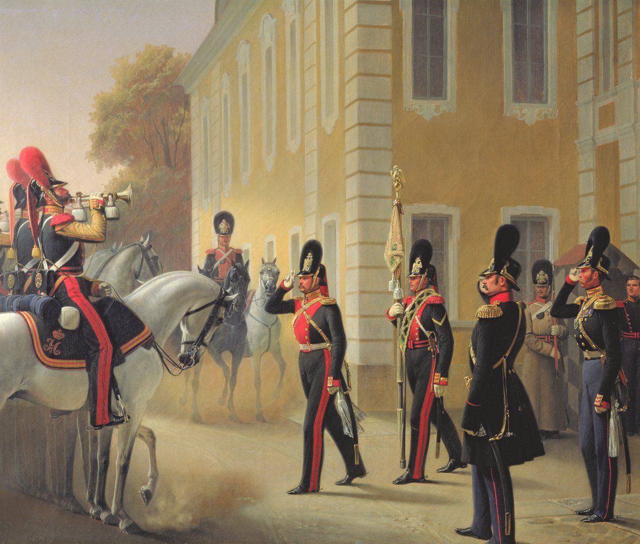 Paradering av de stora palatsvakternas standard, 1853 av Adolph Gebens