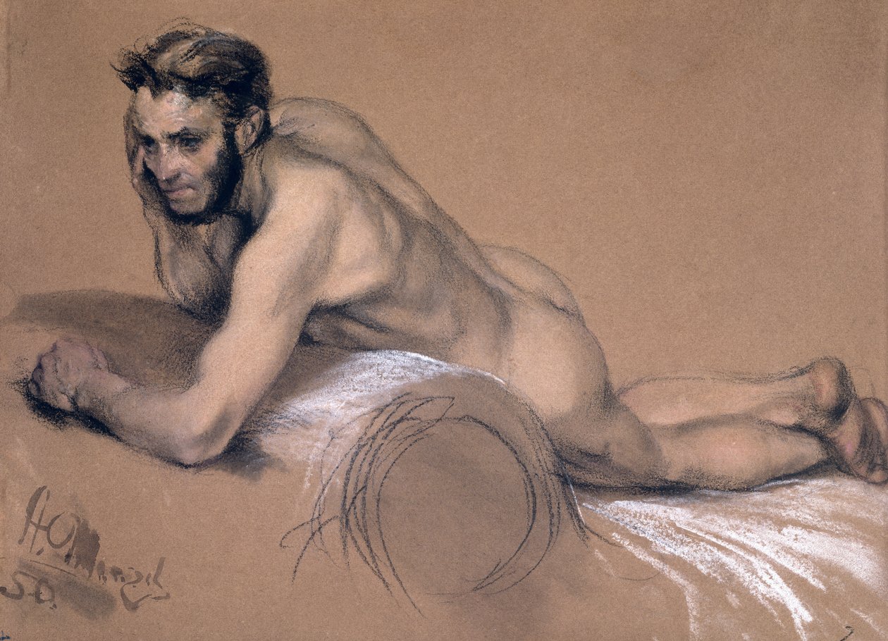 Allegori över floden Oder (pastell på papper) av Adolph Menzel