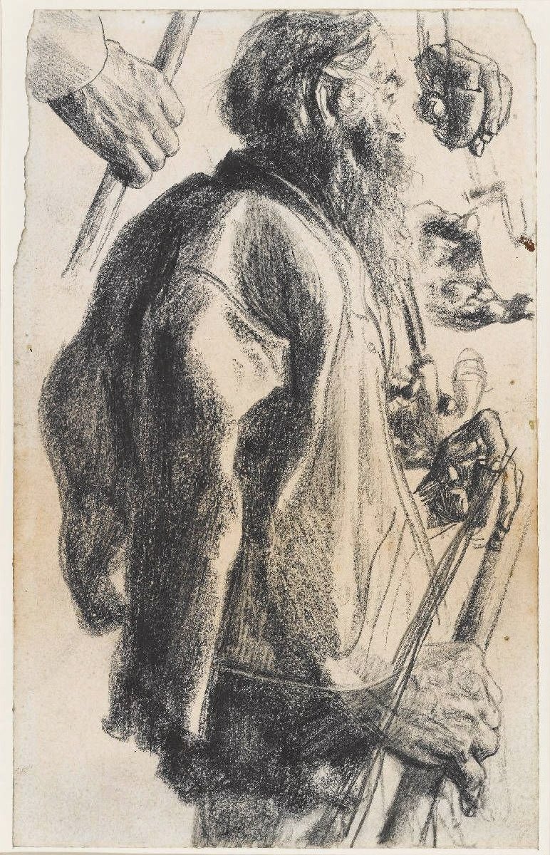 Alter Mann mit Vollbart av Adolph Menzel