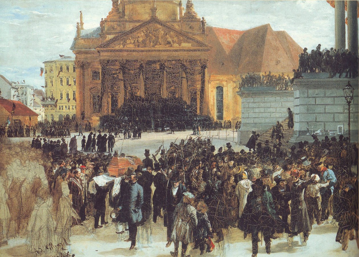 Aufbahrung der Märzgefallenen av Adolph Menzel