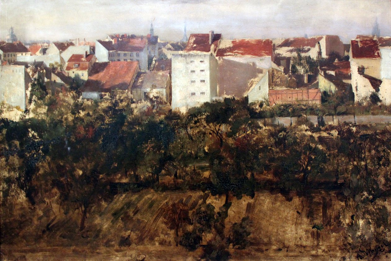 Blick auf Hinterhäuser  av Adolph Menzel